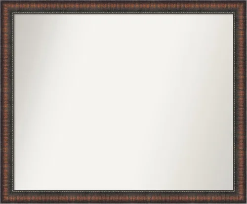 Vista 151 de Amanti Art Espejo de baño marrón para sobre el fregadero, 24 x 24 pulgadas, espejo de tocador cuadrado marrón Caleb, marco de madera rústica
