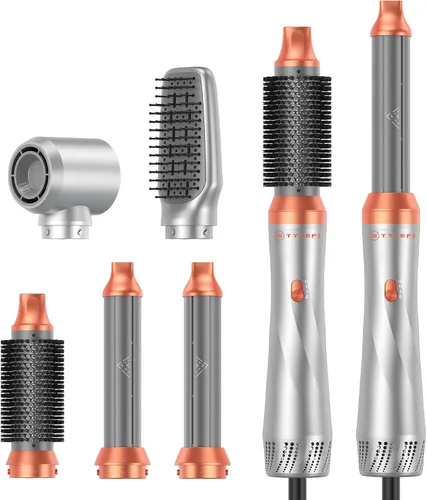 Vista 9 de Cepillo secador de pelo 5 en 1, cepillo secador de pelo de 110-120 V, secado rápido y 3 cepillos de cabello de aire caliente de temperaturas