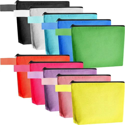 Vista 9 de Saintrygo 10 bolsas de maquillaje de lona para mujer, brillantes, 9.8 x 5 x