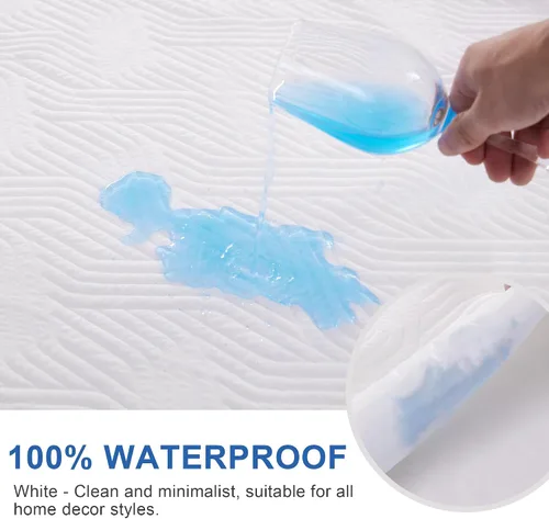 Vista 3 de Eiayeebil Protector de colchón impermeable tamaño Queen, protector de colchón de tela de aire 3D transpirable para sábana bajera tamaño Queen
