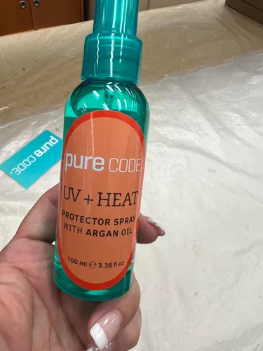 Vista 5 de PURE CODE Spray protector UV + calor con aceite de argán, protege el cabello hasta 450º F contra rizadores y secadores de pelo, spray de tratamiento