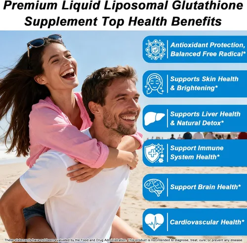 Vista 3 de Suplemento líquido de glutatión liposomal, forma activa L-glutatión con aceite de aloevera, vitamina C y ácido hialurónico para desintoxicación