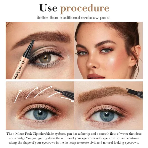 Vista 5 de Lápiz de cejas marrón claro, lápiz de cejas Microblading a prueba de manchas con punta de microhorquilla mejorada, lápiz de microblading impermeable