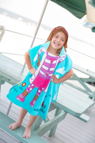 Vista 4 de Jay Franco Disney Doc McStuffins Doc - Poncho con capucha para niños, piscina, playa, toalla de algodón súper suave y absorbente, mide 28 x 28