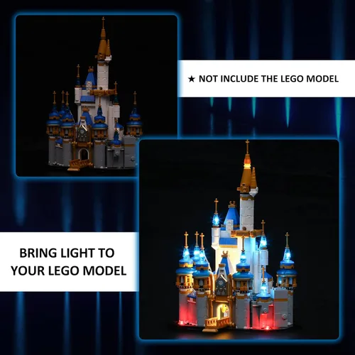 Vista 6 de YEABRICKS Luz LED para Lego-40478 Disney Mini Castle Building Blocks Model (Lego Set no incluido)
