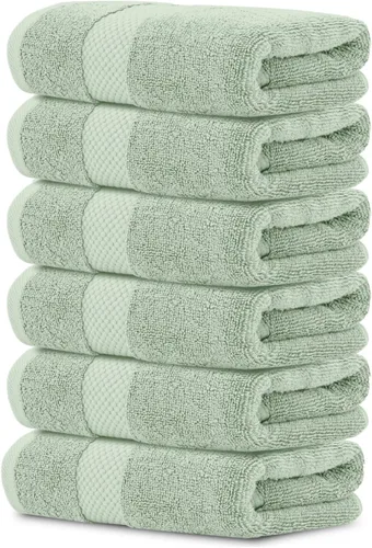Vista 3 de White Classic 2 toallas de baño verde claro de 35 x 70 pulgadas, 6 toallas de mano de 16 x 30 pulgadas y 2 tapetes de baño de 22 x 34 pulgadas