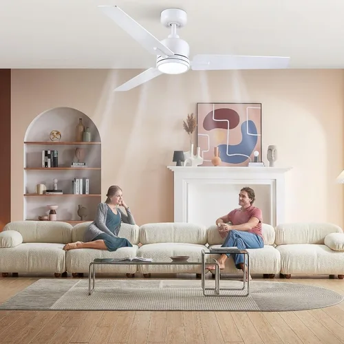Vista 7 de Newday Ventiladores de techo de 48 pulgadas con control remoto de luces para dormitorio, sala de estar, cocina, oficina, interiores o exteriores