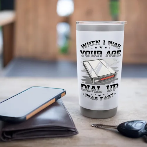 Vista 7 de 90s Nostalgia Retro 90s Dial Up Internet Vintage Stainless Steel Insulated Tumbler