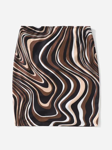 Vista 2 de Floerns Minifalda de leopardo con cordón fruncido y borde de lechuga para mujer