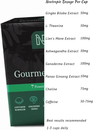 Vista 9 de Café de hongos que estimula el cerebro – Melena de león, Ginkgo Biloba, Ashwagandha, L-teanina, colina – Apoyo para el enfoque y el estado de ánimo