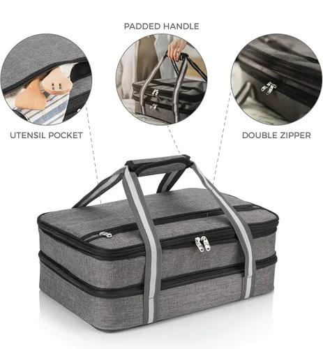 Vista 12 de Stack Store Plus More Cazuela aislada para alimentos calientes o fríos, soporte para lasaña para picnic, comida, cocina, se adapta a platos de horno