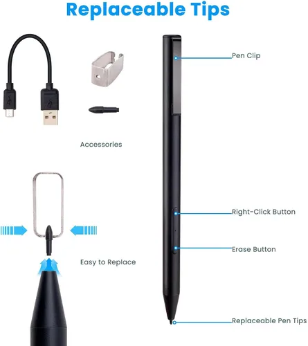 Vista 4 de BoxWave Lápiz óptico compatible con Acer Spin 5 (SP513-53N) - ActiveStudio MPP2.0 Active Stylus, lápiz óptico electrónico MPP2.0 con punta