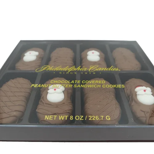 Vista 30 de Galletas de la marca Philadelphia Candies cubiertos por ambos lados de chocolate negro y con leche, y crema de cacahuete de la marca Nutter Butter