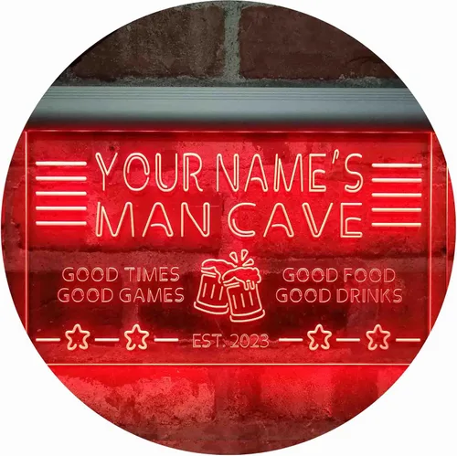 Vista 29 de ADVPRO Letrero de neón LED personalizado con texto en inglés "Man Cave Home Bar Est. Year Single Color LED Neon Sign 12 x 8.5" st4s32-x0012a-tm-b