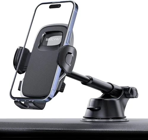 Vista 9 de Soporte de teléfono para automóvil, soporte para parabrisas de salpicadero de automóvil, brazo telescópico ajustable de 360° (4.8-7 pulgadas)