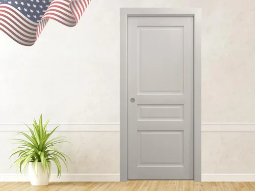 Vista 10 de Puerta corredera de bolsillo de 18 x 84 pulgadas Ego 5012 pintado roble blanco Kit de herrajes para rieles Puerta interior de madera maciza