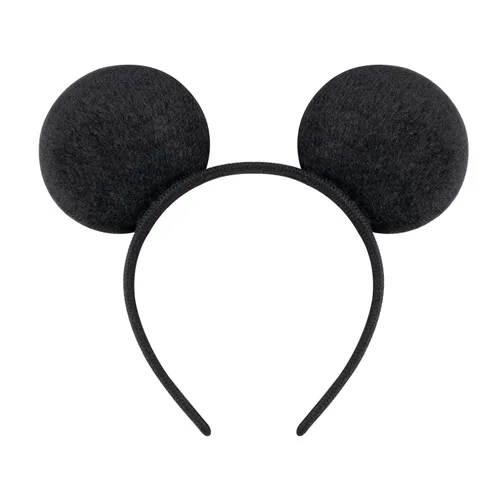 Vista 3 de CrushJoy-US 20 piezas de orejas de Mickey y Minnie Mouse, color sólido negro y lazo rosado, diadema para niños y niñas (rosado y negro)