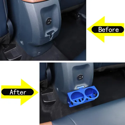 Vista 4 de Organizador expansor de portavasos trasero para automóvil compatible con Ford Maverick 2022-2024 Auto de aluminio para asiento trasero de doble