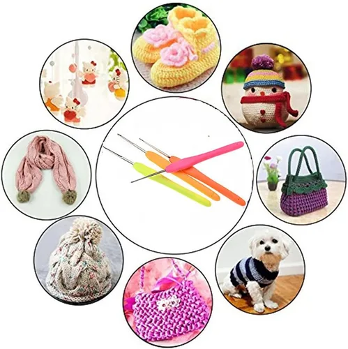 Vista 7 de Lind Kitchen 4 ganchos de ganchillo, kit de ganchos de ganchillo de encaje con mango multicolor, agujas de metal para tejer con asas suaves