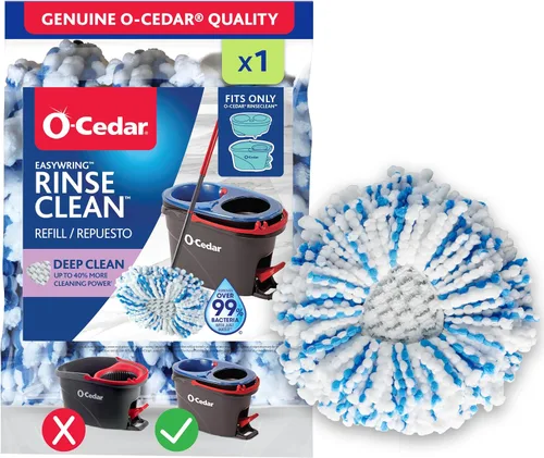Vista 9 de O-Cedar EasyWring RinseClean - Recambio de microfibra para trapeador giratorio, 1 paquete, color azul