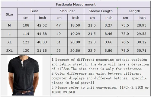 Vista 5 de Fastkoala Camiseta de manga corta Henley para hombre, estilo casual, con botones, básica, con bolsillo