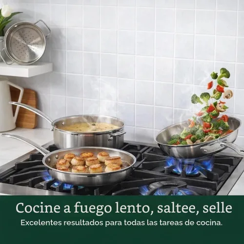 Vista 6 de Cuisinart - Juego de ollas y sartenes de acero inoxidable, compatible con inducción, 12 piezas 12-pc Cuisinart stainless steel cookware set with