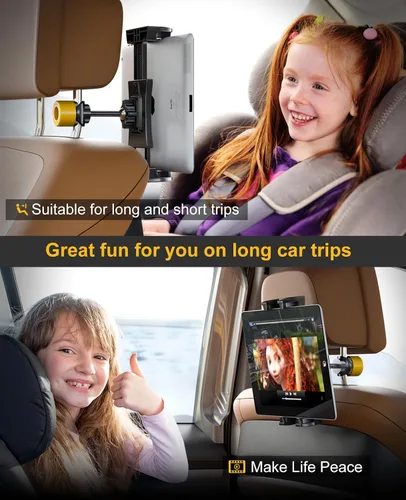 Vista 2 de LINCO Soporte para tablet para asiento trasero – Soporte ajustable para iPad para coche – Soporte de tableta de coche para viajes – Se adapta a