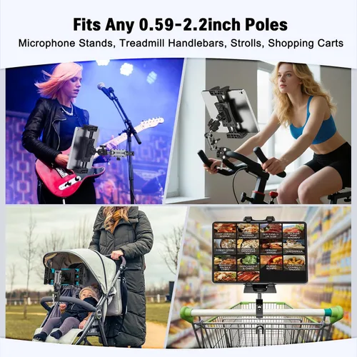 Vista 7 de Soporte para tableta para cinta de correr de bicicleta giratoria, soporte para iPad, soporte de manillar de bicicleta estática para bicicleta