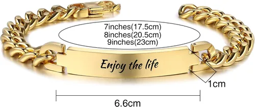 Vista 3 de OTXIXTO Pulseras personalizadas con nombre para hombresmujeres, pulseras a juego personalizadas para parejas, pulseras de acero inoxidable grabadas