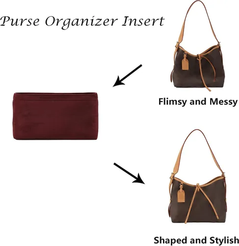 Vista 5 de Doxo Organizador de bolso de terciopelo para bolsos, organizador de bolsas de mano para bolsas LV Carryall PM, múltiples bolsillos