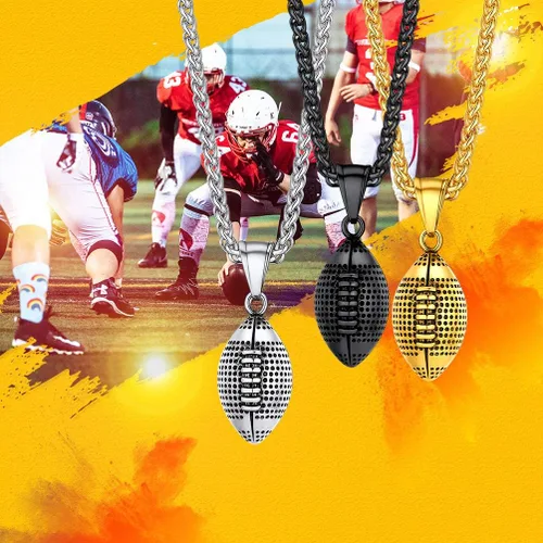 Vista 2 de PROSTEEL Collar con dije de fútbol 3D de acero inoxidable para fútbol, baloncesto, unisex, joyería para niños, niñas, mujeres, regalo para fanáticos