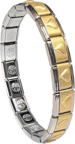Vista 7 de Dolceoro brazalete de dijes italianos tradicionales de 9 mm, con eslabones modulares entrelazados de acero inoxidable - Personalizar *Corazón