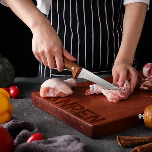 Vista 4 de TAN REN Cuchillo deshuesador de 5" para cortar carne, cuchillo flexible de pechuga Cuchillos pequeños para tallar huesos, cuchillos de filete