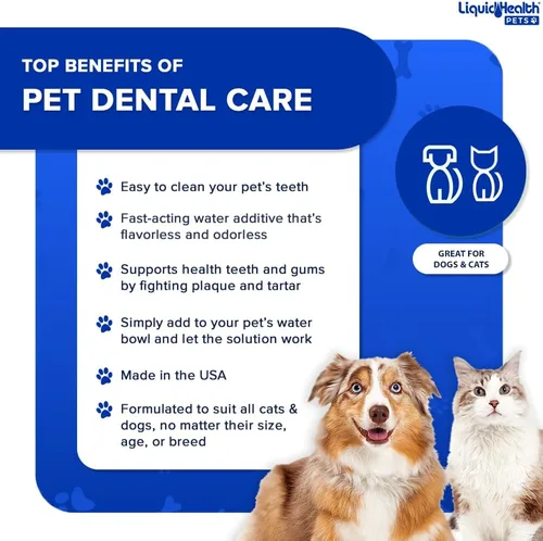 Vista 4 de LIQUIDHEALTH Aditivo de agua para el cuidado dental de mascotas para perros y gatos, ambientador de acción rápida para el mal aliento de mascotas