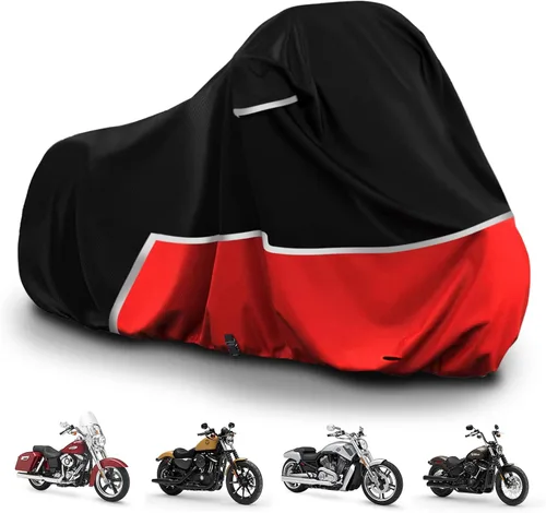 Vista 9 de Cubierta impermeable para motocicletas de repuesto para modelos Harley Davidson Cruiser, tela Oxford 420D Softail, Dyna, Iron 883, Fat Boy 114