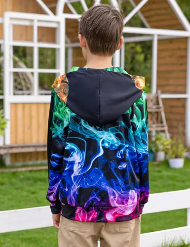 Vista 7 de Idgreatim 6-14T - Sudadera con capucha y bolsillos para niños y niñas