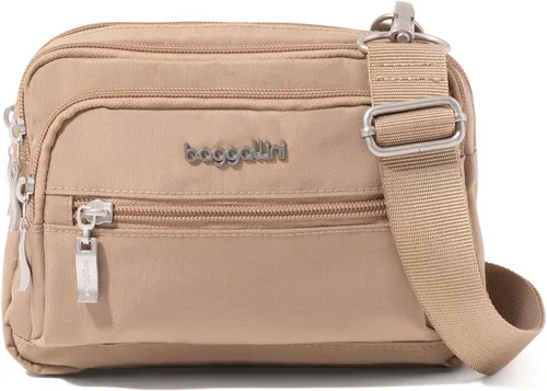 Vista 32 de Baggallini Bolsa cruzada pequeña con triple cremallera para mujer, 8 x 6 pulgadas, ligera, convertible