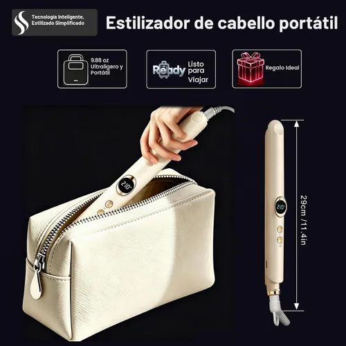 Vista 4 de Plancha y rizadora de cabello 2 en 1, doble voltaje 30W, calentamiento