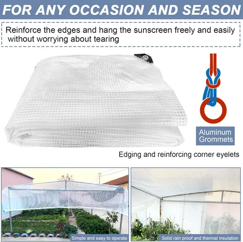 Vista 4 de STARPYNG - Lona transparente/blanca de 10 mil de 10 x 12 pies - Lona de malla transparente resistente - Lona impermeable, resistente a los rayos UV