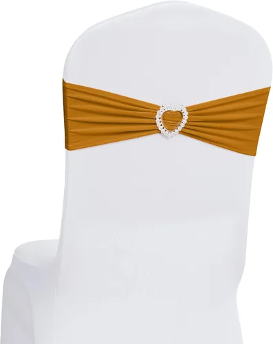 Vista 23 de Paquete de 30 cintas elásticas Howhic de elastano para sillas con lazos, banda de cubierta de silla con hebilla deslizante, lazos elásticos