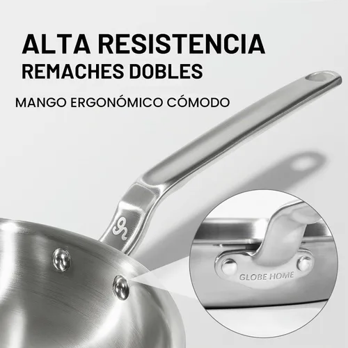 Vista 9 de Sartén de acero inoxidable mini de 8 pulgadas, 5 capas con núcleo de aluminio, sartén para saltear con revestimiento de acero, calefacción uniforme