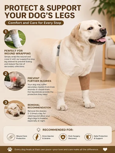 Vista 7 de Protector de codo para perro, mangas para perros para heridas y patas delanteras, mantiene la herida del codo limpia, con acolchado