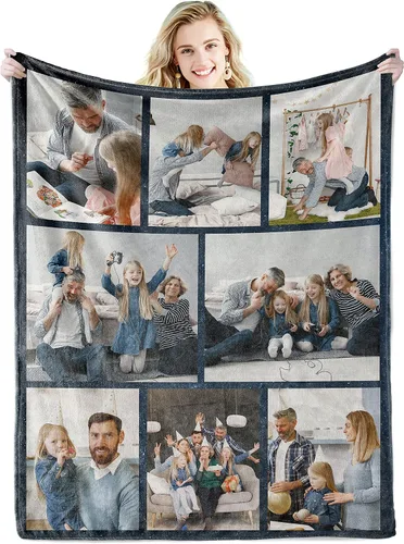 Vista 19 de Youltar Regalos personalizados para el día de la madre para mamá, manta de fotos personalizada de hija e hijo, 6 collages de fotos de 30 x 40
