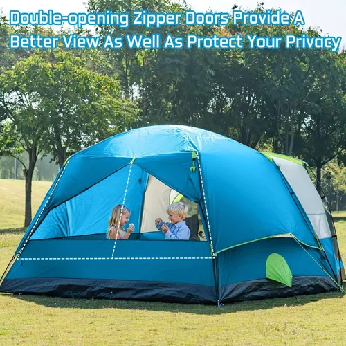Vista 7 de JELUCAMP Tienda de campaña familiar grande impermeable para 6/8 personas para camping, tienda de campaña con porche con mosquitero, relajación sin