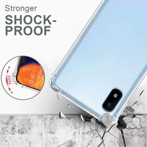 Vista 4 de Funda para Samsung Galaxy A10e, Galaxy A10e con protector de pantalla, transparente, a prueba de golpes, delgada, color transparente, protección
