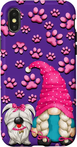 Vista 5 de iPhone 11 - Cosas de gnomo púrpura para mujer, patrón de pata rosa para perro, mamá