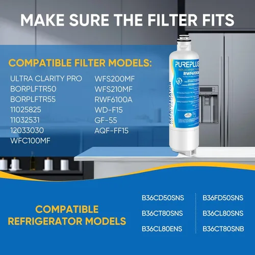 Vista 2 de PUREPLUS BORPLFTR50 Reemplazo para Filtro de Agua Ultra Claridad Pro de Bosch 11025825 para Refrigerador, Compatible con 12033030, 12028325