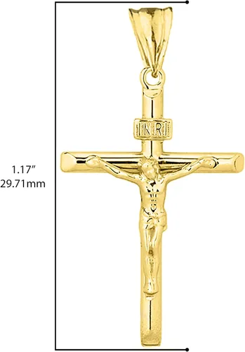 Vista 3 de Collar con colgante de crucifijo de cruz de 1-18 pulgadas en oro amarillo de 14 quilates, 1-18 pulgadas, 16 pulgadas, Metal, no conocido