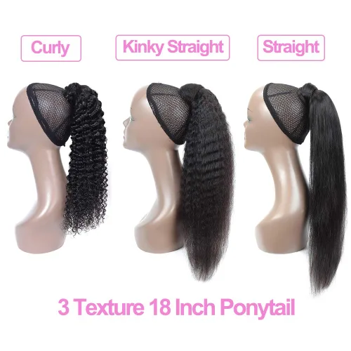 Vista 7 de Extensiones de cola de caballo con correa de cabello humano rizado, 100% cabello brasileño sin procesar, cola de caballo, pasta mágica con clip