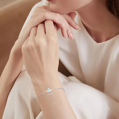 Vista 6 de Palpitate Angel Bracelet Guardian Angel Bracelets 925 Sterling Silver Angel Wing Jewelry Gift for Women Girls Adjustable